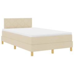 vidaXL Letto a Molle con Materasso Crema 120x200 cm Tessuto