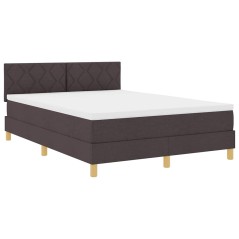 vidaXL Letto con boxspring e materasso marrone scuro 140x190 cm tessuto