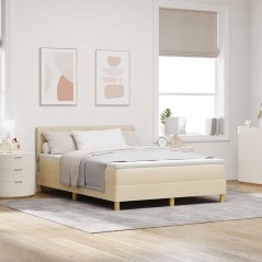 vidaXL Box Spring Bed con Materasso Panna 140x190 cm Tessuto