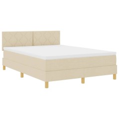 vidaXL Box Spring Bed con Materasso Panna 140x190 cm Tessuto