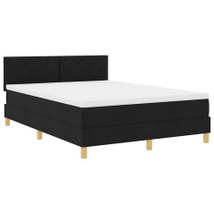 vidaXL Letto a Box Spring con Materasso Nero 140x200 cm Tessuto