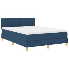 vidaXL Letto con Rete a Molle Blu 140x200 cm Tessuto
