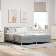vidaXL Letto con Box Spring e Materasso Grigio Chiaro 180x200 cm Tessuto