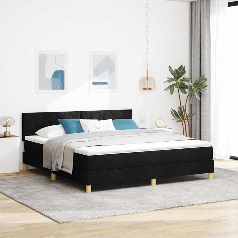 vidaXL Letto Box Spring con Materasso Nero 180x200 cm Tessuto