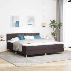 vidaXL Letto a Molle con Materasso Marrone Scuro 180x200 cm Tessuto