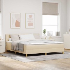 vidaXL Letto a Molle con Materasso Crema 180x200 cm Tessuto