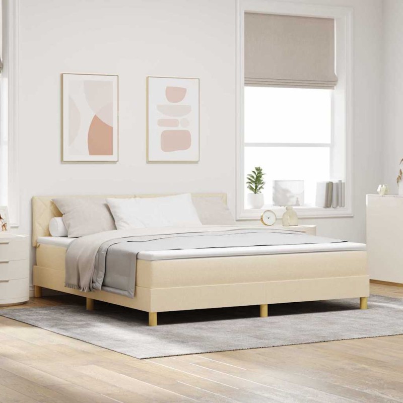 vidaXL Letto a Molle con Materasso Crema 180x200 cm Tessuto vidaXL Letto a Molle con Materasso Crema 180x200 cm Tessuto