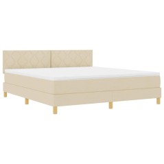 vidaXL Letto a Molle con Materasso Crema 180x200 cm Tessuto