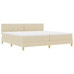 vidaXL Letto a Molle con Materasso Panna 200x200 cm Tessuto