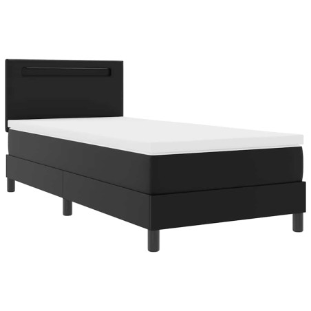 vidaXL Letto Box Spring con materasso nero, 100 x 200 cm, pelle sintetica.
