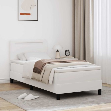 vidaXL Letto a Rete con Materasso - Bianco 100x200 cm in Pelle Sintetica.
