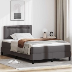 vidaXL Letto Box Spring con Materasso – Matrimoniale Piccolo Grigio in Finta Pelle