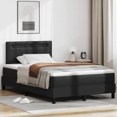 vidaXL Letto a Box con Materasso Nero, 120x200 cm, in Pelle Sintetica