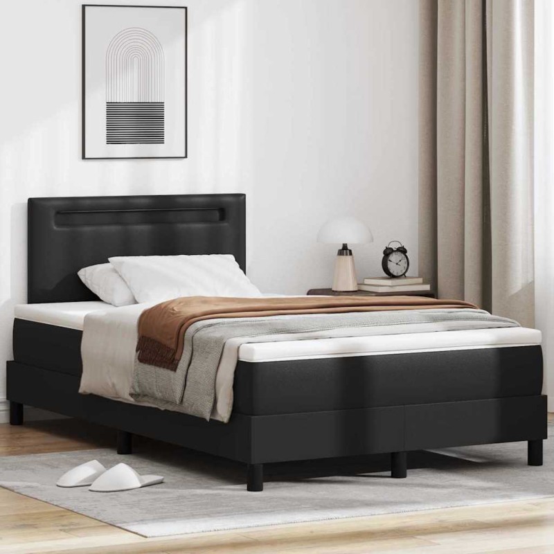 vidaXL Letto a Box con Materasso Nero, 120x200 cm, in Pelle Sintetica