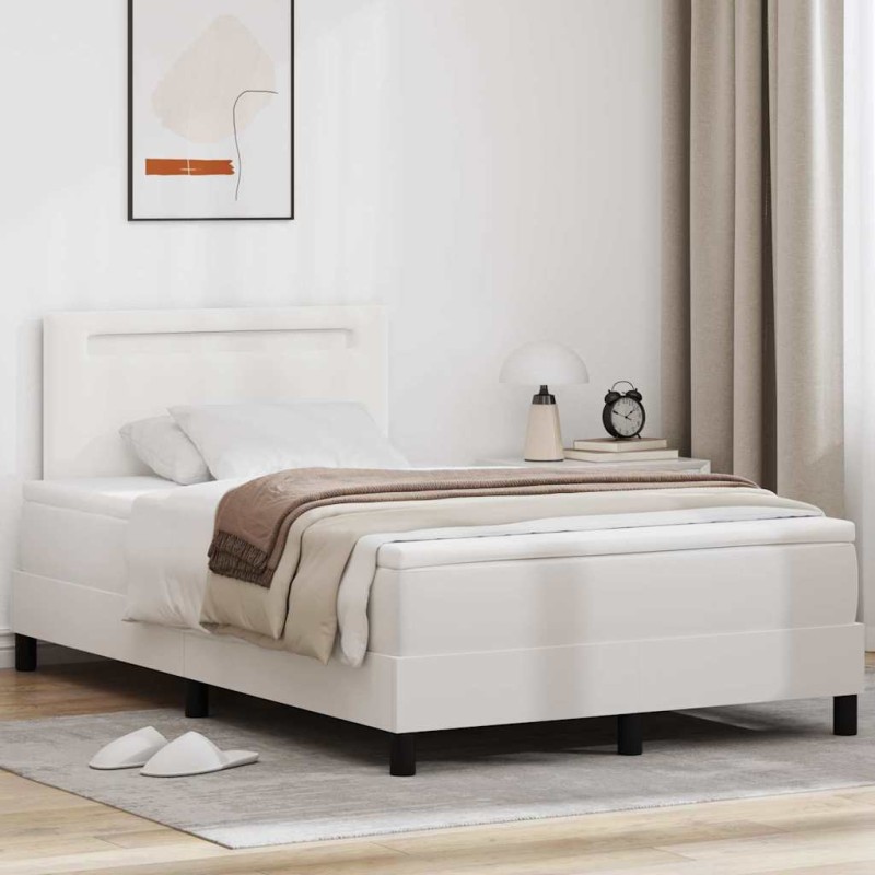 vidaXL Letto a Molle con Materasso Bianco, 120 x 200 cm, in Ecopelle