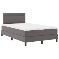vidaXL Letto a Box Spring con Materasso Grigio, 120 x 200 cm, in Vera Pelle
