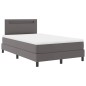 vidaXL Letto a Box Spring con Materasso Grigio, 120 x 200 cm, in Vera Pelle