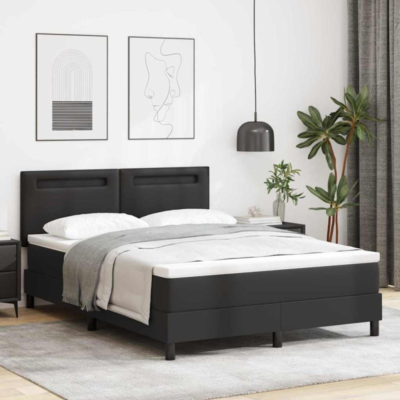 vidaXL Letto a Molle con Materasso Nero, 140x190 cm in Pelle Sintetica