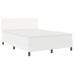 vidaXL Letto a Mola con Materasso Bianco, 140 x 190 cm, Ecopelle