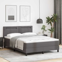 vidaXL Letto a castello con materasso grigio, 140 x 190 cm, in faux pelle