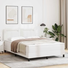 vidaXL Letto Box Spring bianco con materasso, 140x200 cm, fatto in ecopelle.
