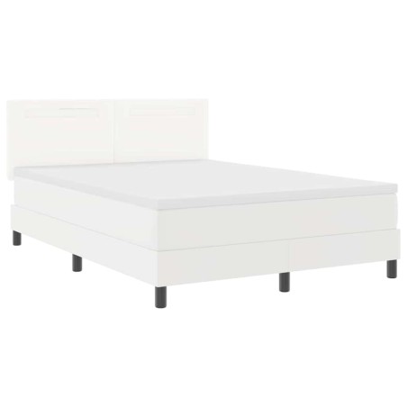 vidaXL Letto Box Spring bianco con materasso, 140x200 cm, fatto in ecopelle.