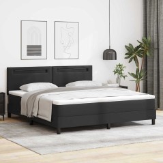 vidaXL Letto a tappeto con materasso nero, super king size, pelle sintetica