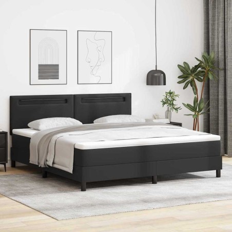 vidaXL Letto a tappeto con materasso nero, super king size, pelle sintetica