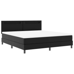 vidaXL Letto a tappeto con materasso nero, super king size, pelle sintetica