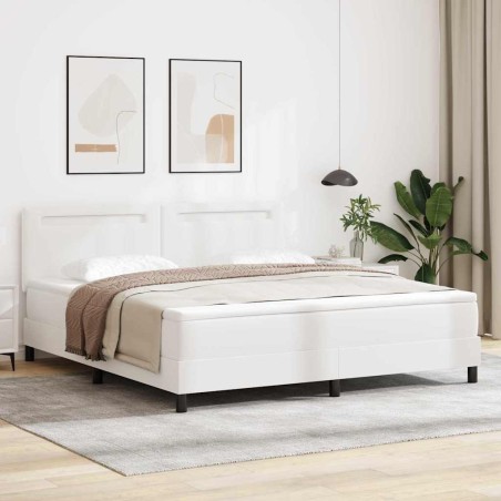 vidaXL Letto Box Spring - Bianco Super King in Pelle Sintetica