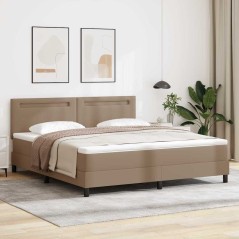 vidaXL Letto a Box con Materasso in Cappuccino, Super King Size, Similpelle