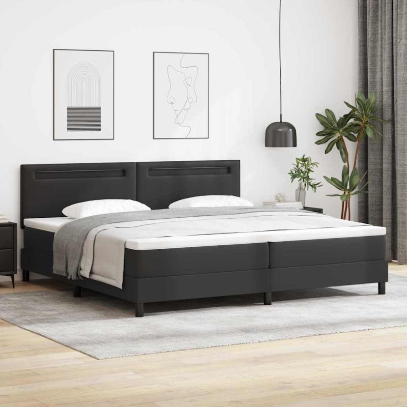 vidaXL Letto a box nero con materasso, 200 x 200 cm, in similpelle