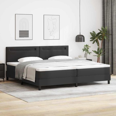 vidaXL Letto a box nero con materasso, 200 x 200 cm, in similpelle