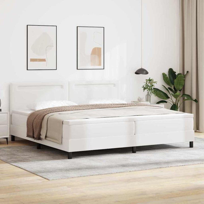 vidaXL Letto Box Spring con Materasso Bianco, 200x200 cm, Finta Pelle vidaXL Letto Box Spring con Materasso Bianco, 200x200 cm, Finta Pelle