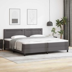 vidaXL Letto a box con materasso grigio, 200x200 cm, in pelle sintetica.