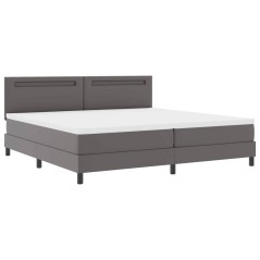 vidaXL Letto a box con materasso grigio, 200x200 cm, in pelle sintetica.
