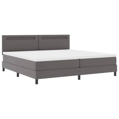 vidaXL Letto a box con materasso grigio, 200x200 cm, in pelle sintetica.