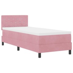 vidaXL Rete a Mola con Materasso Rosa 80x200 cm in Velluto