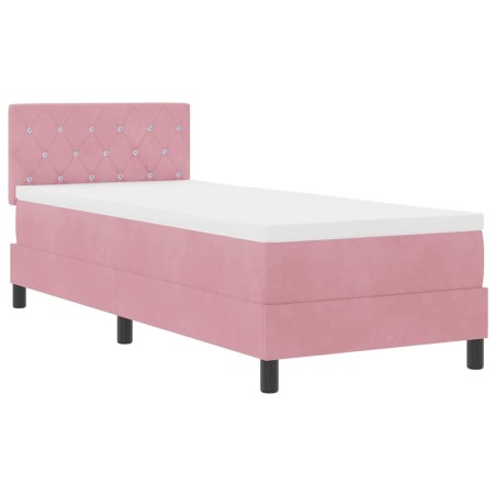 vidaXL Rete a Mola con Materasso Rosa 80x200 cm in Velluto