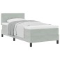 Letto Box Spring con Materasso Grigio Chiaro Singolo in Velluto