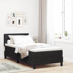vidaXL Letto con Box Spring e Materasso Nero Singolo in Velluto