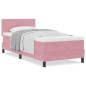 Letto Box Spring con Materasso Rosa Singolo in Velluto