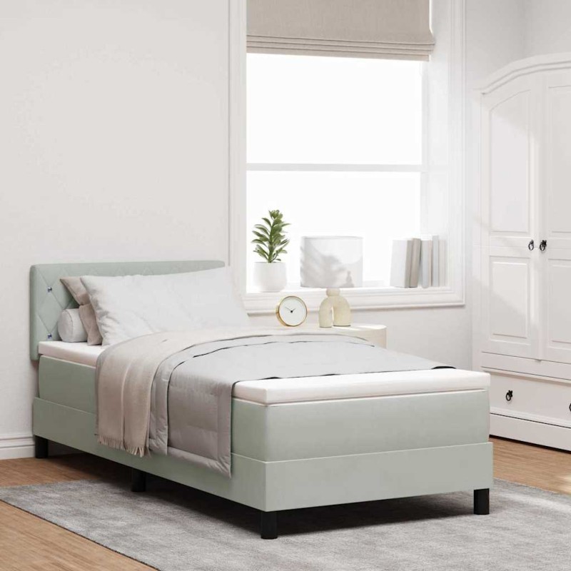 vidaXL Struttura Letto a Molle Grigio Chiaro 90x200 cm Velluto vidaXL Struttura Letto a Molle Grigio Chiaro 90x200 cm Velluto