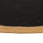 Tappeto Intrecciato Nero e Naturale 120cm Juta e Cotone Rotondo Tappeto Intrecciato Nero e Naturale 120cm Juta e Cotone Rotondo