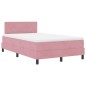 Letto Box Spring con Materasso Rosa Piccolo Doppio in Velluto