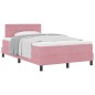 Letto Box Spring con Materasso Rosa Piccolo Doppio in Velluto
