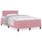 Letto Box Spring con Materasso Rosa Piccolo Doppio in Velluto