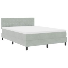 vidaXL Letto con rete a molle e materasso Grigio chiaro 140x190 cm Velluto