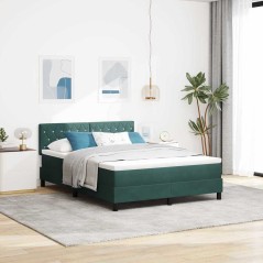 vidaXL Letto Box Spring con Materasso Verde Scuro 140x190 cm Velluto
