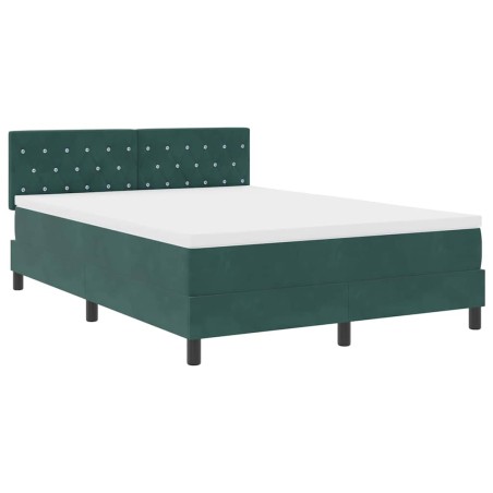 vidaXL Letto Box Spring con Materasso Verde Scuro 140x190 cm Velluto